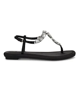 Nine West Women's Dynasti Embellished T-Strap Flat Sandals