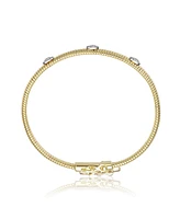 14K Gold Plated with Clear Cubic Zirconia Bangle Bracelet