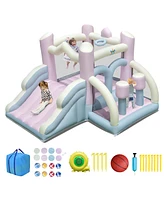 Inflatable Kids Bounce House with Slide & Boxing Columns Fun Bouncy Castle for Parties & Playtime