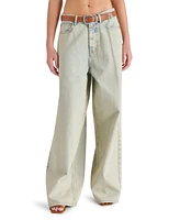 Steve Madden Women's The Mega High-Rise Baggy Cotton Jeans