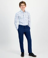 Michael Kors Big Boys Floral-Print Stretch Classic-Fit Dress Shirt