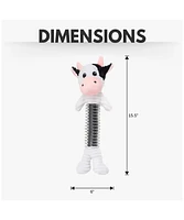 Country Living Black & White Cow Plush Dog Toy – Durable Thermoplastic Rubber with Squeaker & Crinkle Paper for Fun Play, Suitable for All Dog