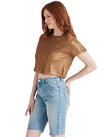 Steve Madden Women's Biana Metallic Crochet Sweater