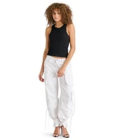 Steve Madden Women's Duo Denim Cotton Cargo Pants