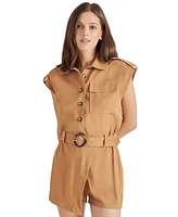 Steve Madden Women's Amabel Belted Cap-Sleeve Romper