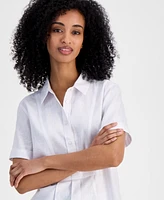 Tommy Hilfiger Women's Linen-Blend Short-Sleeve Shirt