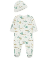 Little Me Baby Boys Aquatic Footed Coverall & Hat, 2 Piece Set