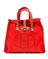 Pre-Owned Hermes Feu2Dou Tote Wool and Leather