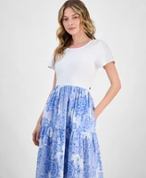 Nautica Jeans Women's Mixed Media Midi Dress