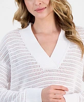 Nautica Jeans Women's Mesh V-Neck Sweater