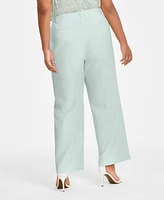 Anne Klein Plus Pull-On Wide-Leg Tailored Pants