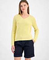 Boss Orange Women's V-Neck Long-Sleeve Cotton Sweater
