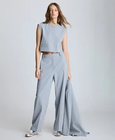 Kenneth Cole Women's Pinstripe High-Rise Wide-Leg Pants
