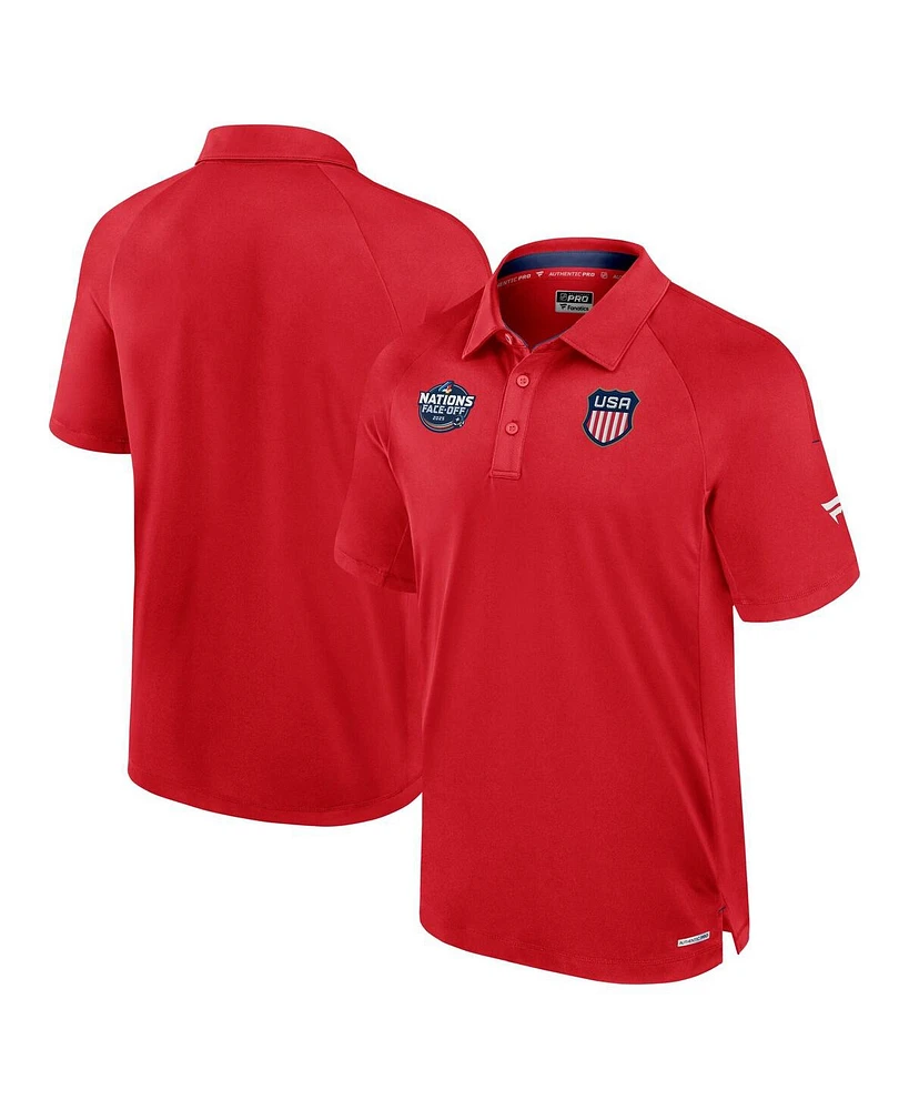 Fanatics Men's Athletic Red Usa 2025 4 Nations Face-Off Authentic Pro Poly Polo