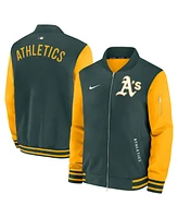 Nike Men's Green/Gold Athletics Authentic Collection Dugout Full-Zip Bomber Jacket