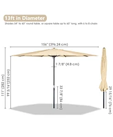 Yescom Xl 13Ft Aluminum Patio Umbrella 8 Rib Heavy Duty Table Parasol Rope Pulley Outdoor Garden Deck Beach Furniture