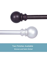 Kenney Bryce Decorative Curtain Rod with Finials for Medium to Large Windows – Stylish Satin Nickel Design