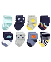 Hudson Baby Cotton Rich Terry Socks 16-Pack, Solar System, Months