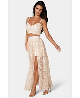 Bebe Women's 2 Piece Embroidery Gown