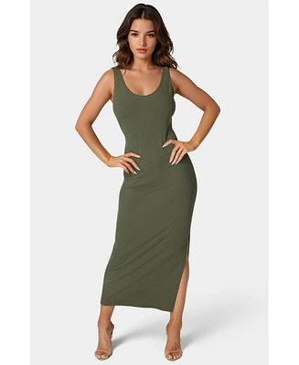 bebe Women's V-Neck Tank Rib Maxi Dress