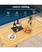 Outdoor Teak Wood Coffee Table with Slatted Tabletop for Balcony
