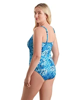 ShapeSolver Sport by Mimi Flamingo Spa Collection Shirred Bodice Tank One Piece Swimsuit