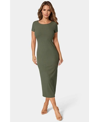 Bebe Women's Rib Maxi T-Shirt Dress