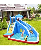 4-in-1 Inflatable Water Slide Park with Long Slide Ultimate Outdoor Playset for Kids