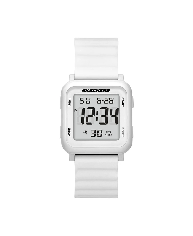 Skechers Women's Beckworth Digital, White Polycarbonate Watch