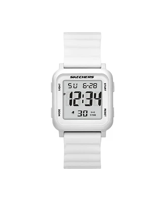 Skechers Women's Beckworth Digital, White Polycarbonate Watch