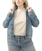 Silver Jeans Co. Plus Notched Crop Jean Jacket