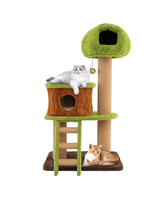 Cute Cat Tree for Indoor Cats with Mushroom-Shaped Nest Condo & Climbing Ladder Cozy & Fun Playhouse