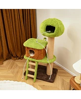 Cute Cat Tree for Indoor Cats with Mushroom-Shaped Nest Condo & Climbing Ladder Cozy & Fun Playhouse