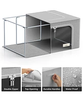 Sorbus 6 Pack Small Foldable Storage Box - Metal Frame, Oxford Fabric, Large Window & Handles - Organization for Bedroom, Linens & Clothes
