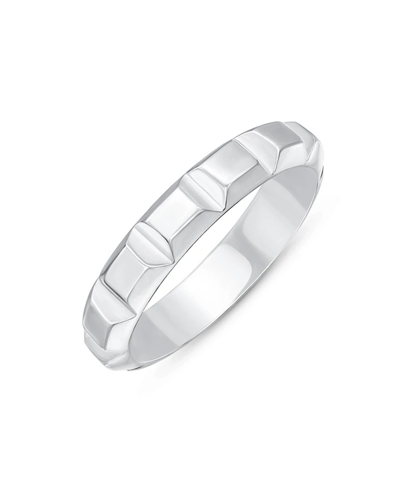 Bling Jewelry Mens Silver Ring Geometric Square Cut Prism Band .925 Sterling Silver