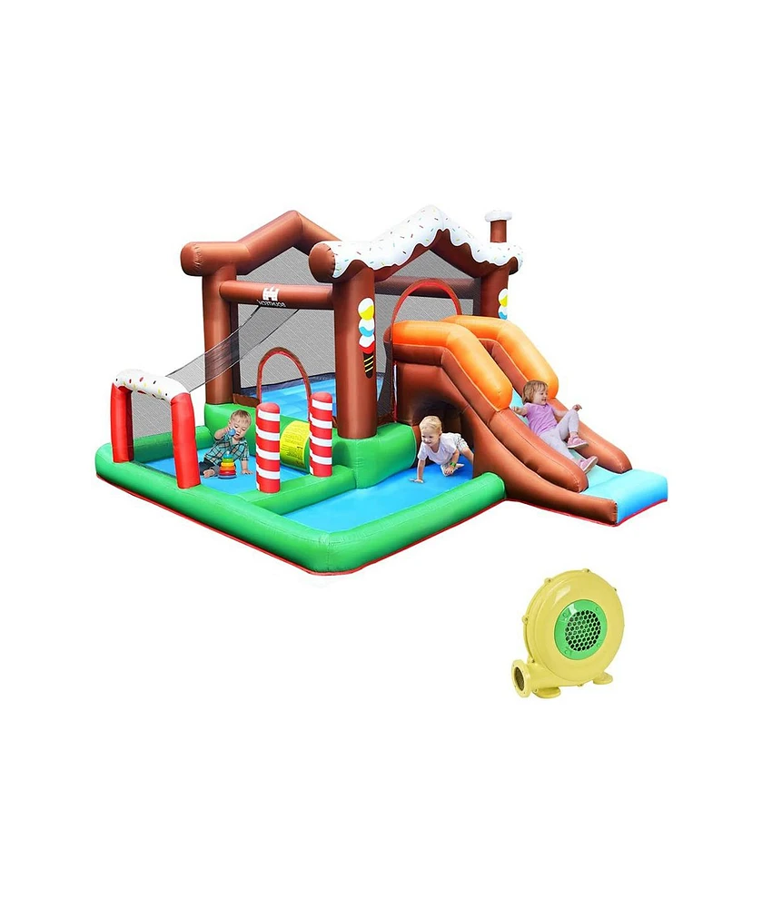 Outdoor Indoor Inflatable Kids Bounce House with 480W Air Blower