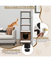 Large Cat Litter Box Enclosure with Storage & Ladder Shelf Stylish & Functional Hidden Litter Cabinet