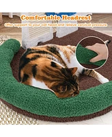 Mushroom Cat Bed with Cat Claw Scratcher & Wide Scratch Panel Cozy & Fun Playhouse for Cats