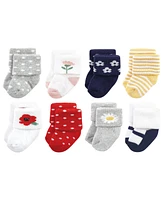 Hudson Baby Cotton Rich Terry Socks 16-Pack, Wildflower, 0-6 Months