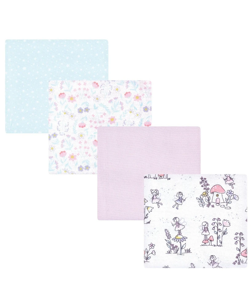 Hudson Baby Infant Girl Cotton Poly Flannel Receiving Blankets, Garden Fairies, One Size
