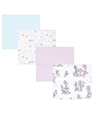 Hudson Baby Infant Girl Cotton Poly Flannel Receiving Blankets, Garden Fairies, One Size