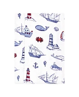 Hudson Baby Boys and Girls Cotton Poly Flannel Burp Cloths 8-Pack, Lighthouse, One Size