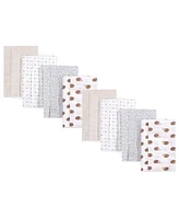 Hudson Baby Boys and Girls Cotton Poly Flannel Burp Cloths 8-Pack, Hedgehog, One Size
