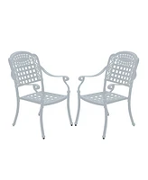 Patio Chairs set of 2 Cast Aluminum Furniture Outdoor Metal Garden Chair for Indoor Bistro Balcony
