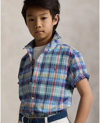 Polo Ralph Lauren Big Boys Plaid Oxford Short-Sleeve Shirt