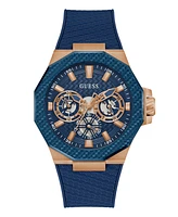 Guess Men's Multifunction Blue Silicone Watch, 45mm