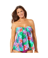 Swimsuits for All Plus Flyaway Bandeau Tankini Top