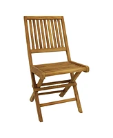 Nantasket Solid Teak Outdoor Folding Dining Chairs - Light Wood Stain Finish - 2 Chairs