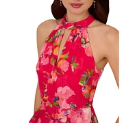 Adrianna Papell Petite Printed Chiffon Ruffle Dress