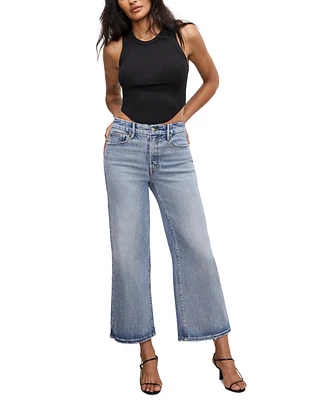 Good American Women's Waist Palazzo Cropped Jeans